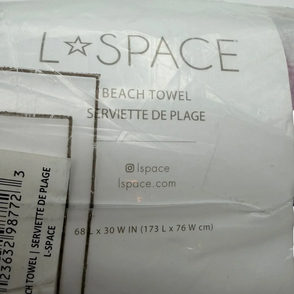 L*Space Beach Towel Tie Dye Purple Blue Cotton Fringe‎ NEW